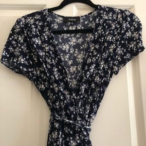 Navy Floral Wrap Maxi Dress